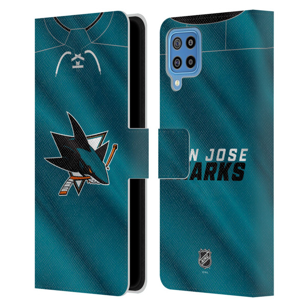 NHL San Jose Sharks Jersey Leather Book Wallet Case Cover For Samsung Galaxy F22 (2021)