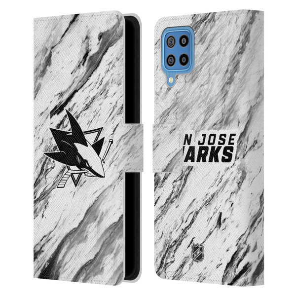 NHL San Jose Sharks Marble Leather Book Wallet Case Cover For Samsung Galaxy F22 (2021)