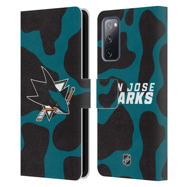 NHL San Jose Sharks Cow Pattern Leather Book Wallet Case Cover For Samsung Galaxy S20 FE / 5G