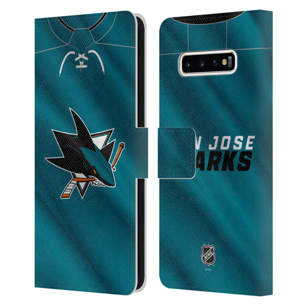 NHL San Jose Sharks Jersey Leather Book Wallet Case Cover For Samsung Galaxy S10+ / S10 Plus