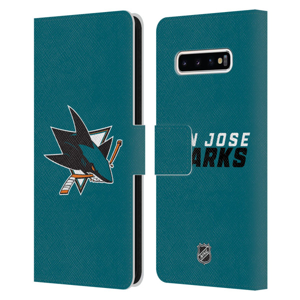 NHL San Jose Sharks Plain Leather Book Wallet Case Cover For Samsung Galaxy S10+ / S10 Plus