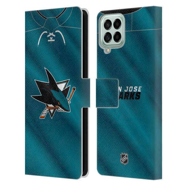 NHL San Jose Sharks Jersey Leather Book Wallet Case Cover For Samsung Galaxy M33 (2022)