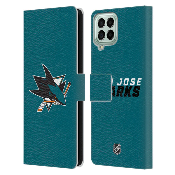 NHL San Jose Sharks Plain Leather Book Wallet Case Cover For Samsung Galaxy M33 (2022)