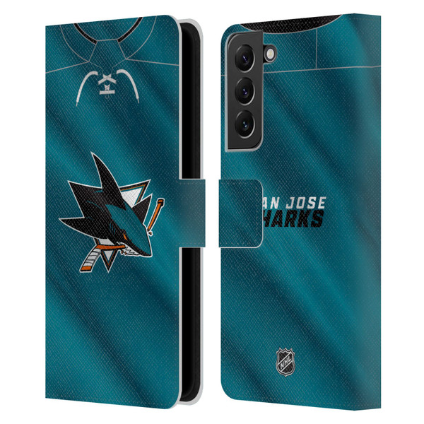 NHL San Jose Sharks Jersey Leather Book Wallet Case Cover For Samsung Galaxy S22+ 5G