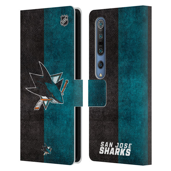 NHL San Jose Sharks Half Distressed Leather Book Wallet Case Cover For Xiaomi Mi 10 5G / Mi 10 Pro 5G