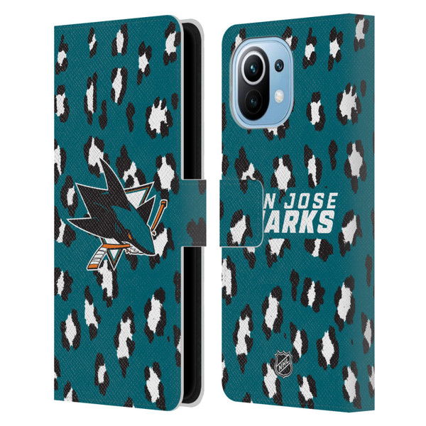 NHL San Jose Sharks Leopard Patten Leather Book Wallet Case Cover For Xiaomi Mi 11