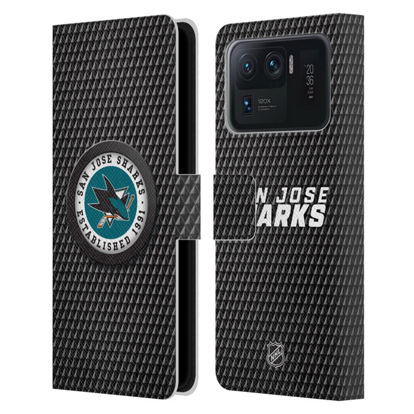 NHL San Jose Sharks Puck Texture Leather Book Wallet Case Cover For Xiaomi Mi 11 Ultra