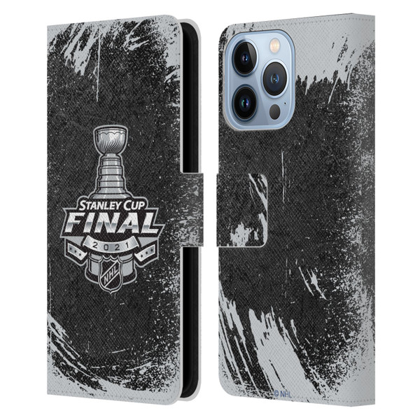 NHL 2021 Stanley Cup Final Distressed Leather Book Wallet Case Cover For Apple iPhone 13 Pro