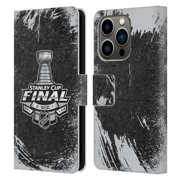 NHL 2021 Stanley Cup Final Distressed Leather Book Wallet Case Cover For Apple iPhone 14 Pro