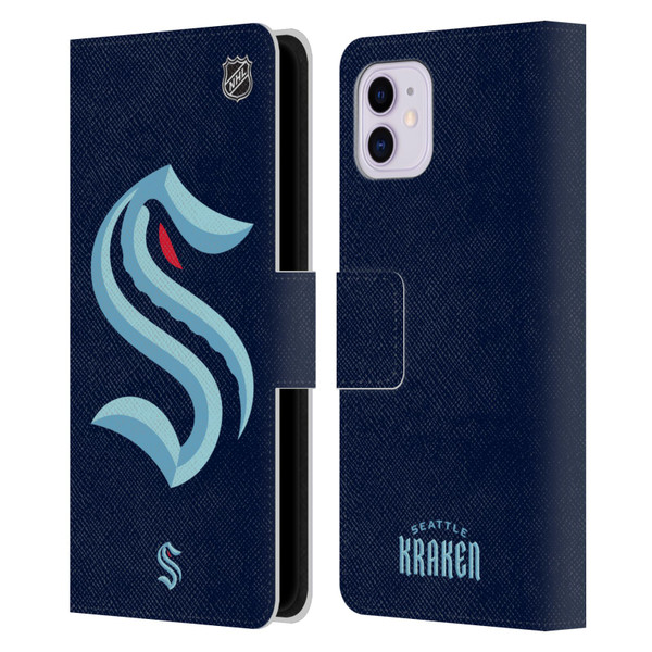 NHL Seattle Kraken Oversized Leather Book Wallet Case Cover For Apple iPhone 11