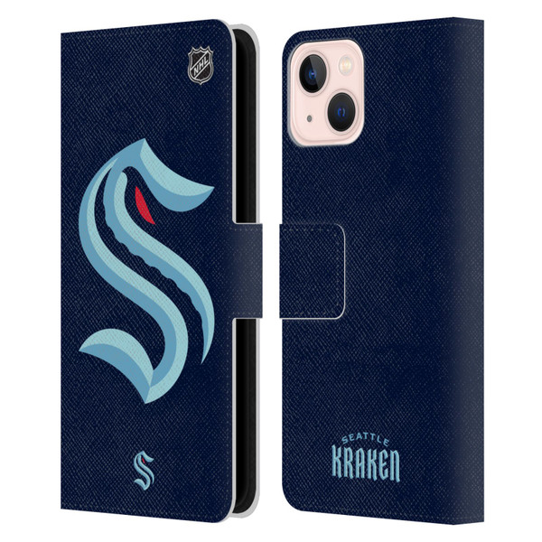 NHL Seattle Kraken Oversized Leather Book Wallet Case Cover For Apple iPhone 13