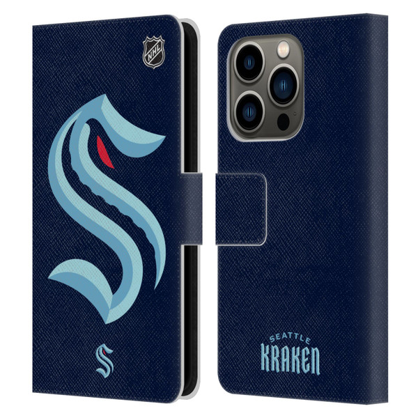 NHL Seattle Kraken Oversized Leather Book Wallet Case Cover For Apple iPhone 14 Pro