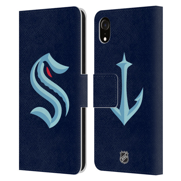 NHL Seattle Kraken Plain Leather Book Wallet Case Cover For Apple iPhone XR