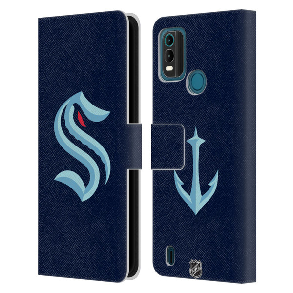 NHL Seattle Kraken Plain Leather Book Wallet Case Cover For Nokia G11 Plus
