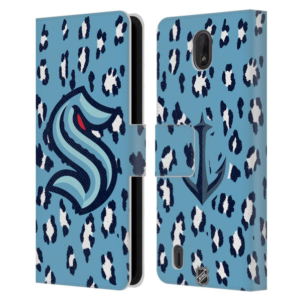 NHL Seattle Kraken Leopard Patten Leather Book Wallet Case Cover For Nokia C01 Plus/C1 2nd Edition