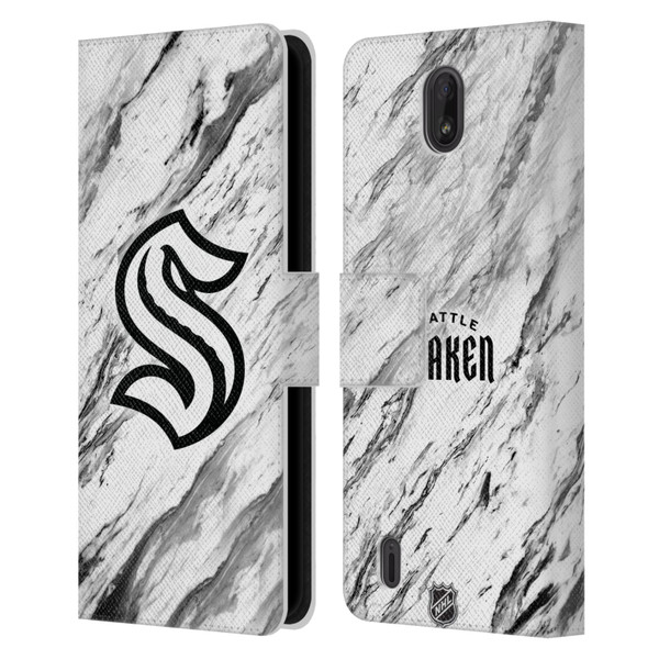 NHL Seattle Kraken Marble Leather Book Wallet Case Cover For Nokia C01 Plus/C1 2nd Edition