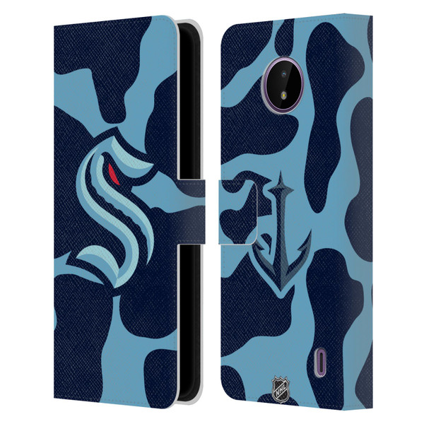 NHL Seattle Kraken Cow Pattern Leather Book Wallet Case Cover For Nokia C10 / C20