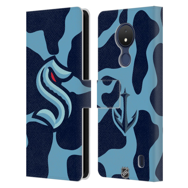 NHL Seattle Kraken Cow Pattern Leather Book Wallet Case Cover For Nokia C21