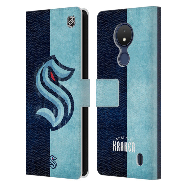 NHL Seattle Kraken Half Distressed Leather Book Wallet Case Cover For Nokia C21