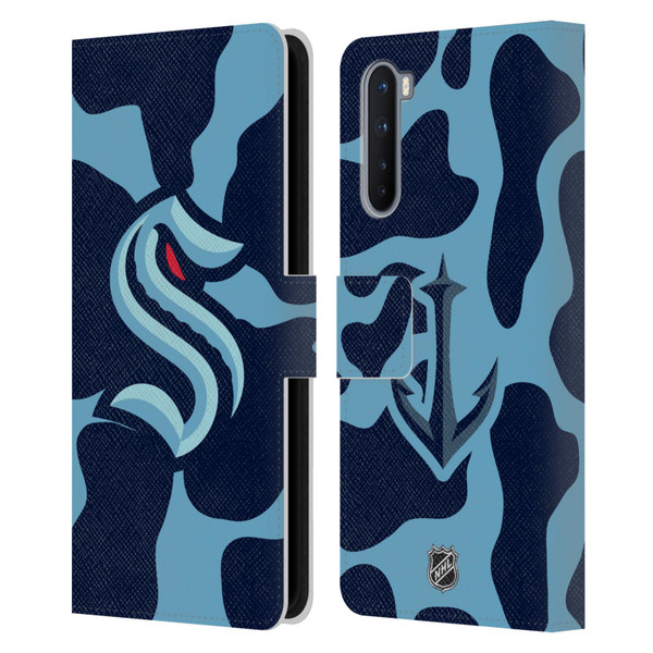 NHL Seattle Kraken Cow Pattern Leather Book Wallet Case Cover For OnePlus Nord 5G