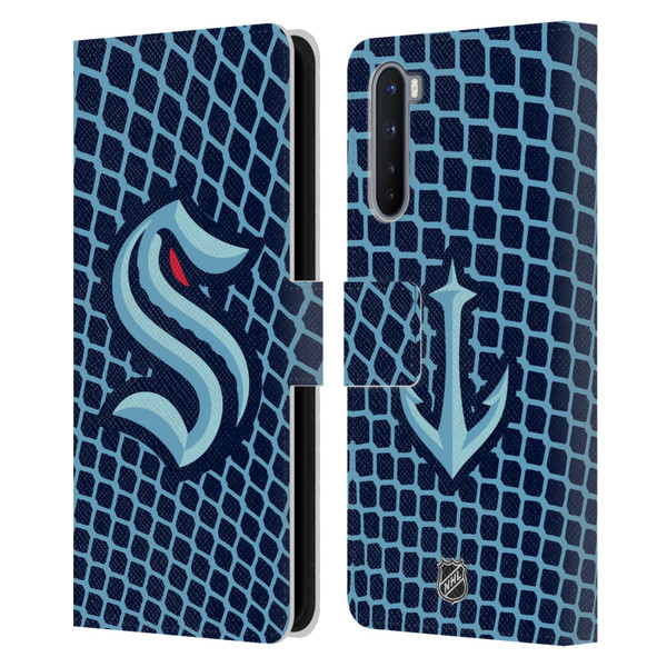 NHL Seattle Kraken Net Pattern Leather Book Wallet Case Cover For OnePlus Nord 5G