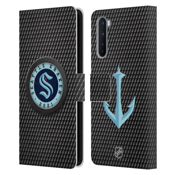 NHL Seattle Kraken Puck Texture Leather Book Wallet Case Cover For OnePlus Nord 5G