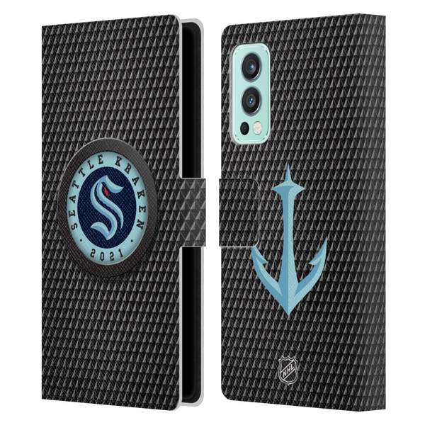 NHL Seattle Kraken Puck Texture Leather Book Wallet Case Cover For OnePlus Nord 2 5G