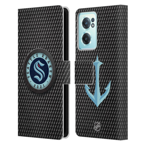 NHL Seattle Kraken Puck Texture Leather Book Wallet Case Cover For OnePlus Nord CE 2 5G