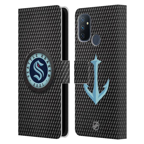 NHL Seattle Kraken Puck Texture Leather Book Wallet Case Cover For OnePlus Nord N100