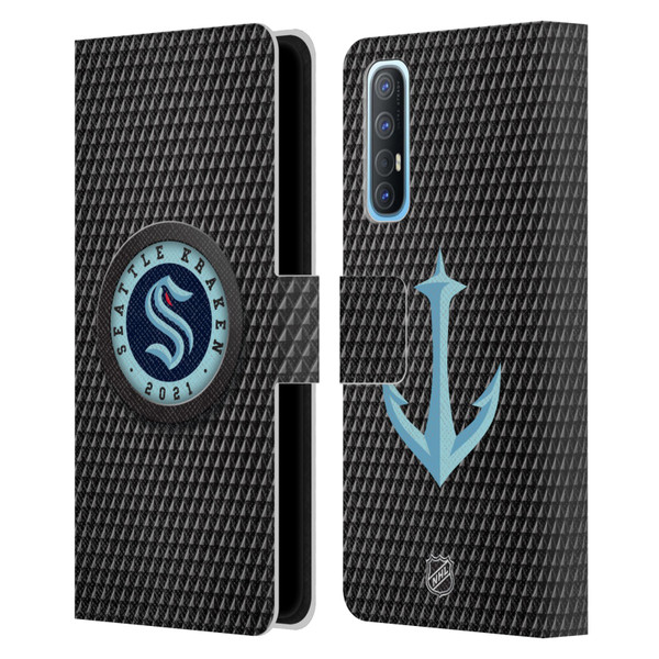 NHL Seattle Kraken Puck Texture Leather Book Wallet Case Cover For OPPO Find X2 Neo 5G