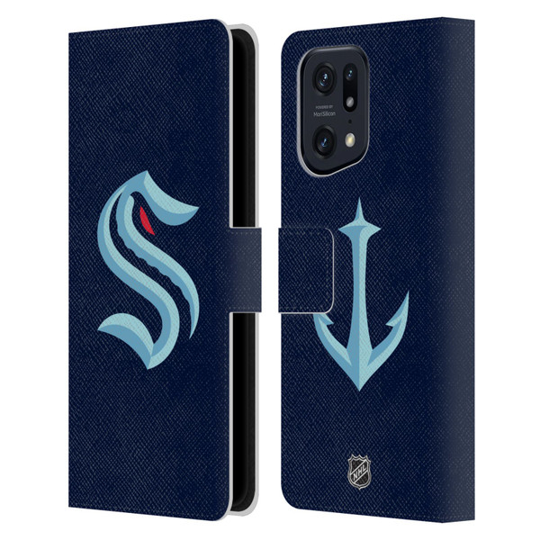 NHL Seattle Kraken Plain Leather Book Wallet Case Cover For OPPO Find X5 Pro