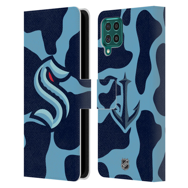 NHL Seattle Kraken Cow Pattern Leather Book Wallet Case Cover For Samsung Galaxy F62 (2021)