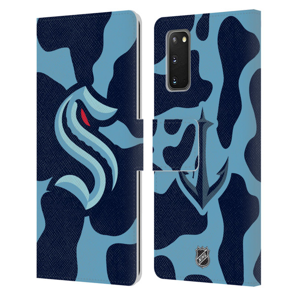 NHL Seattle Kraken Cow Pattern Leather Book Wallet Case Cover For Samsung Galaxy S20 / S20 5G