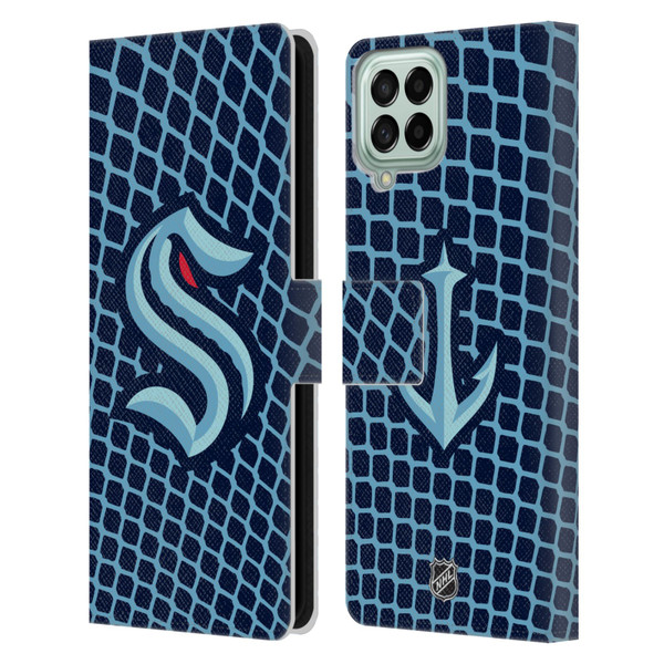 NHL Seattle Kraken Net Pattern Leather Book Wallet Case Cover For Samsung Galaxy M33 (2022)