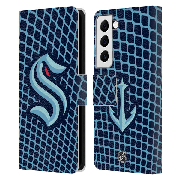 NHL Seattle Kraken Net Pattern Leather Book Wallet Case Cover For Samsung Galaxy S22 5G