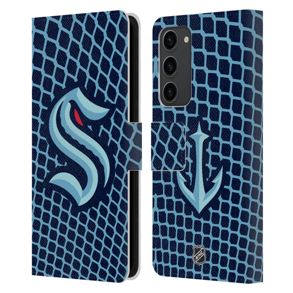 NHL Seattle Kraken Net Pattern Leather Book Wallet Case Cover For Samsung Galaxy S23+ 5G