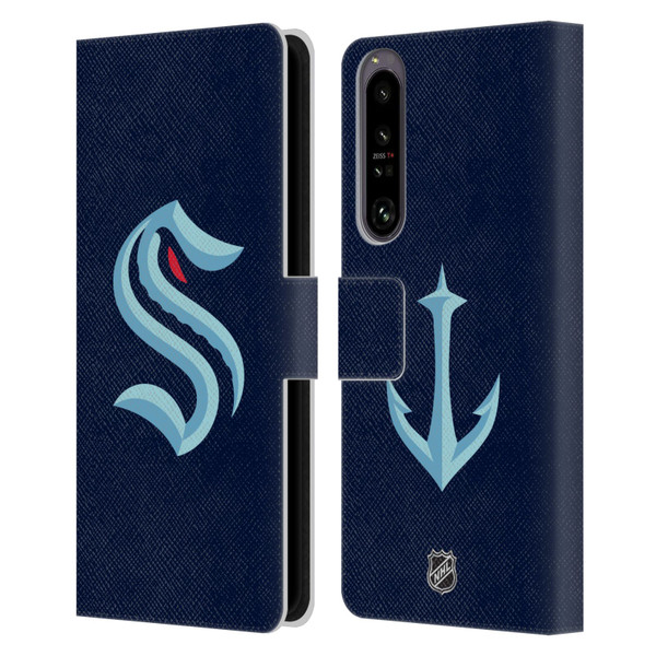 NHL Seattle Kraken Plain Leather Book Wallet Case Cover For Sony Xperia 1 IV