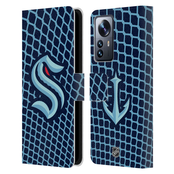 NHL Seattle Kraken Net Pattern Leather Book Wallet Case Cover For Xiaomi 12 Pro