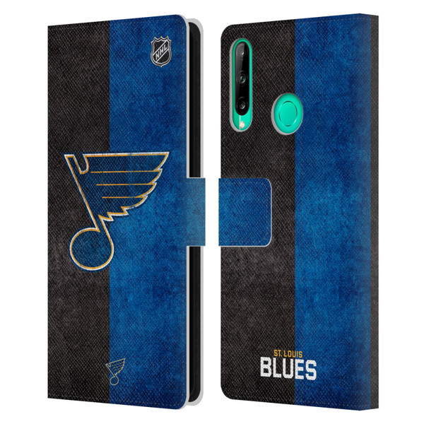 NHL St Louis Blues Half Distressed Leather Book Wallet Case Cover For Huawei P40 lite E