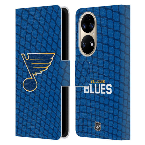NHL St Louis Blues Net Pattern Leather Book Wallet Case Cover For Huawei P50