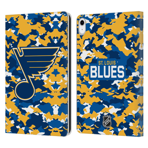 NHL St Louis Blues Camouflage Leather Book Wallet Case Cover For Apple iPad 10.9 (2022)