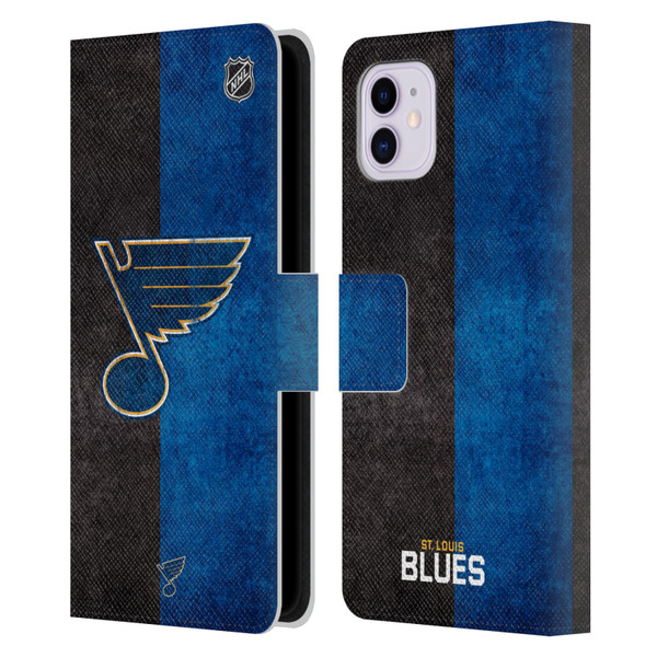 NHL St Louis Blues Half Distressed Leather Book Wallet Case Cover For Apple iPhone 11