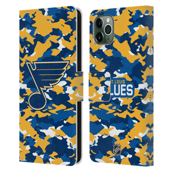 NHL St Louis Blues Camouflage Leather Book Wallet Case Cover For Apple iPhone 11 Pro Max