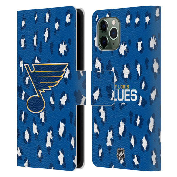 NHL St Louis Blues Leopard Patten Leather Book Wallet Case Cover For Apple iPhone 11 Pro