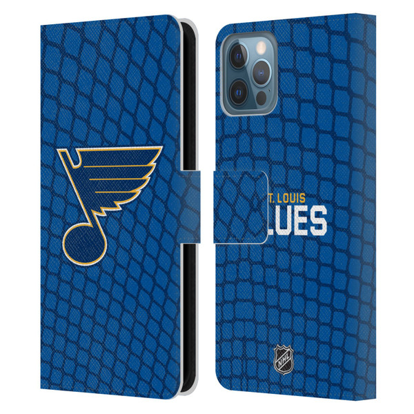 NHL St Louis Blues Net Pattern Leather Book Wallet Case Cover For Apple iPhone 12 / iPhone 12 Pro