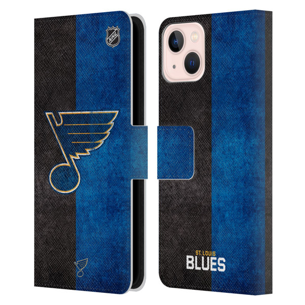 NHL St Louis Blues Half Distressed Leather Book Wallet Case Cover For Apple iPhone 13