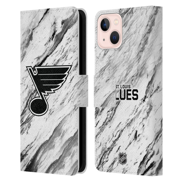 NHL St Louis Blues Marble Leather Book Wallet Case Cover For Apple iPhone 13