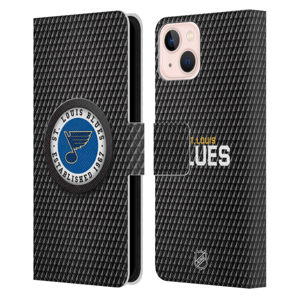 NHL St Louis Blues Puck Texture Leather Book Wallet Case Cover For Apple iPhone 13