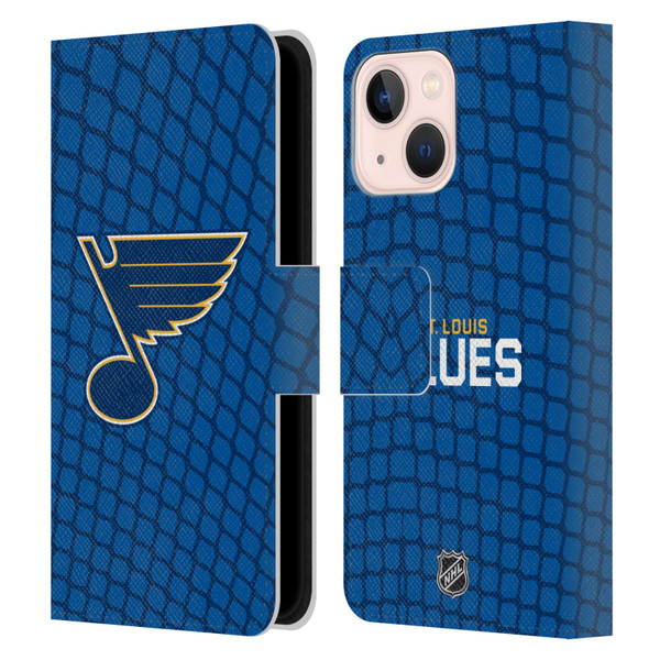 NHL St Louis Blues Net Pattern Leather Book Wallet Case Cover For Apple iPhone 13 Mini