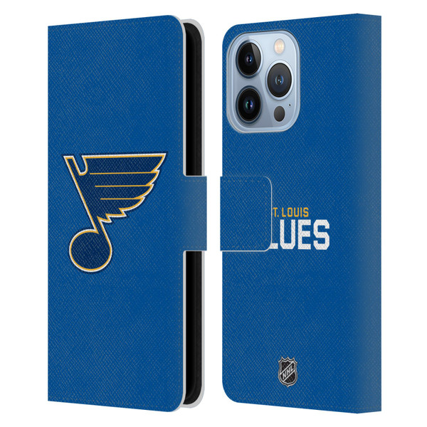 NHL St Louis Blues Plain Leather Book Wallet Case Cover For Apple iPhone 13 Pro